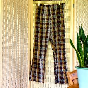 Free People knit plaid pants with 70s vibe
